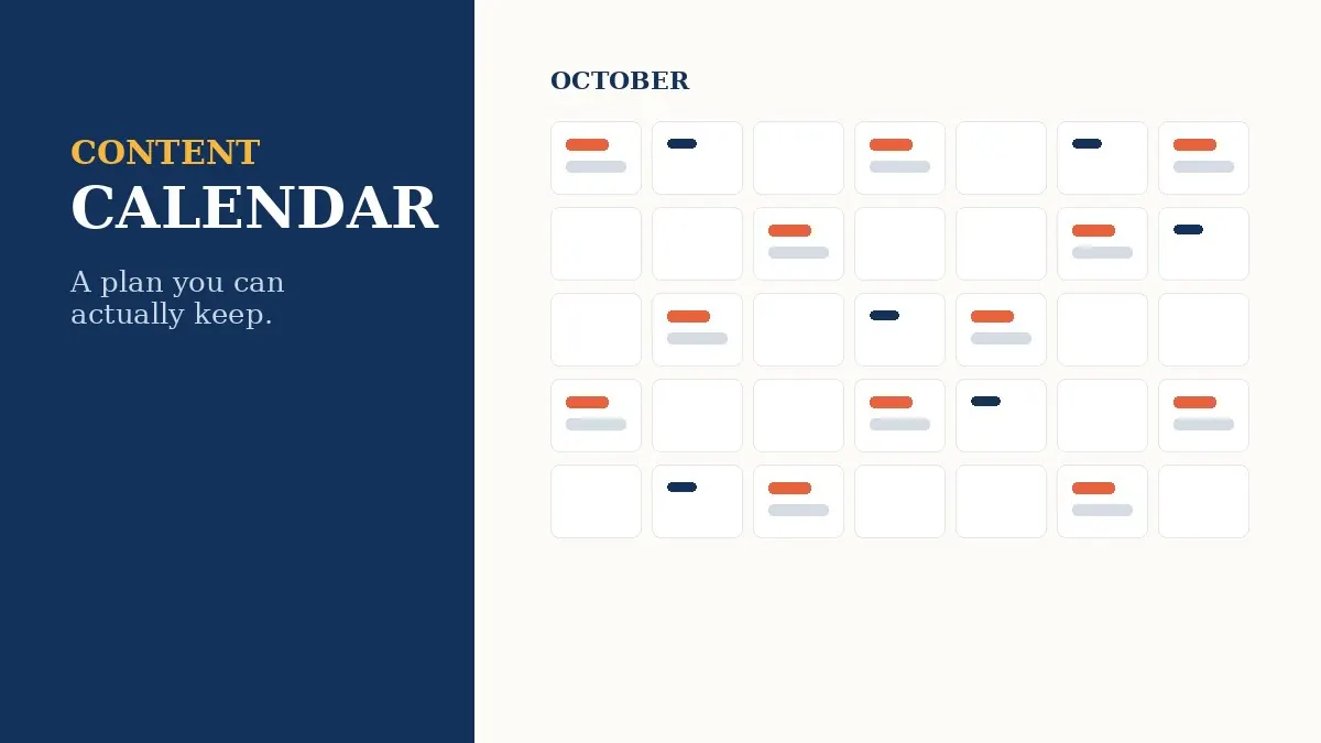 A wall calendar with marked dates in an office