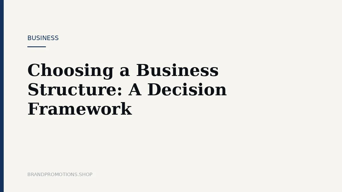 Choosing a Business Structure: A Decision Framework