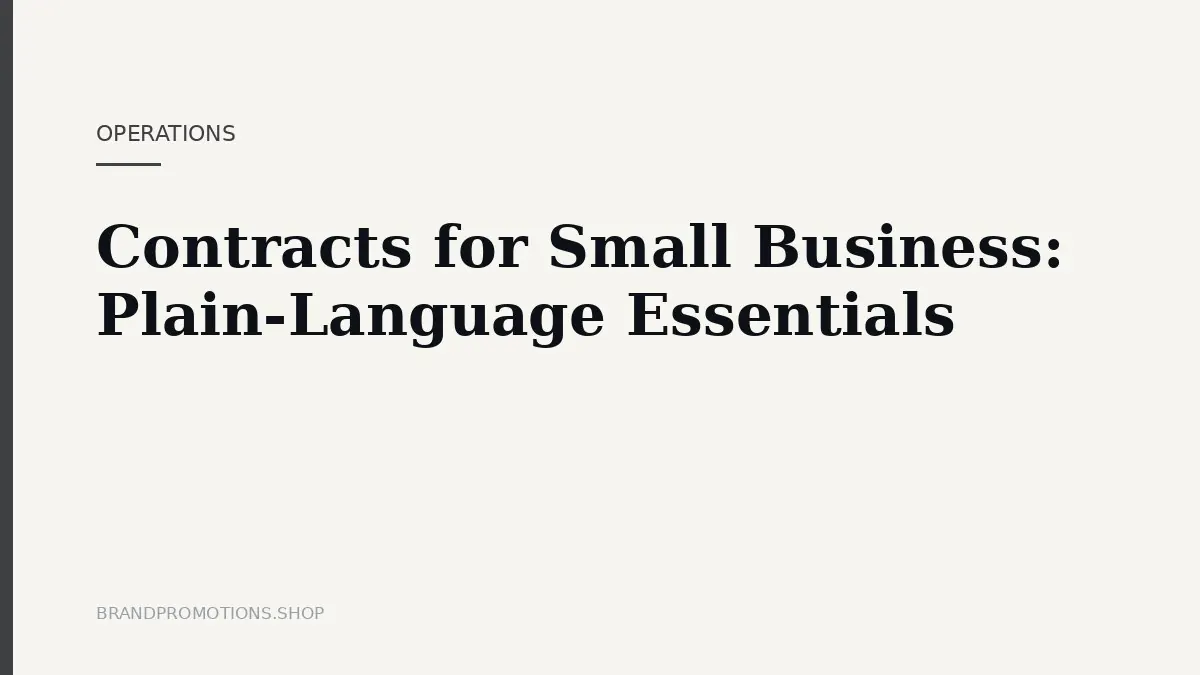 Contracts for Small Business: Plain-Language Essentials