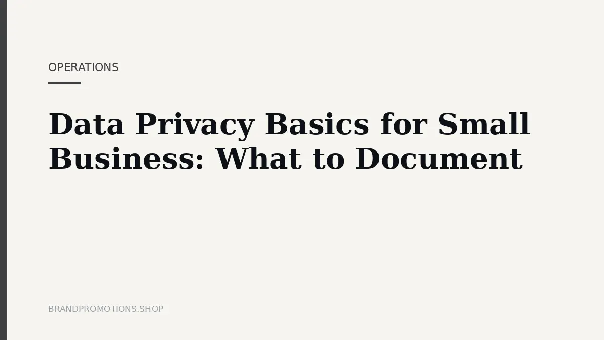 Data Privacy Basics for Small Business: What to Document