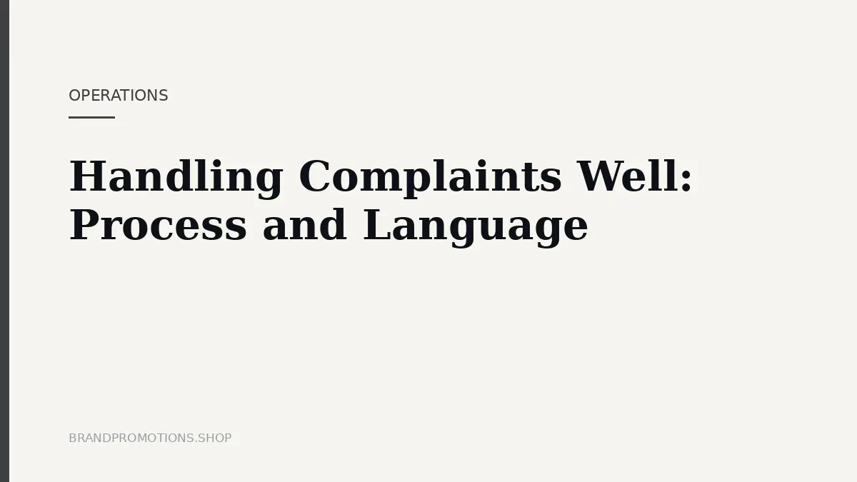 Handling Complaints Well: Process and Language