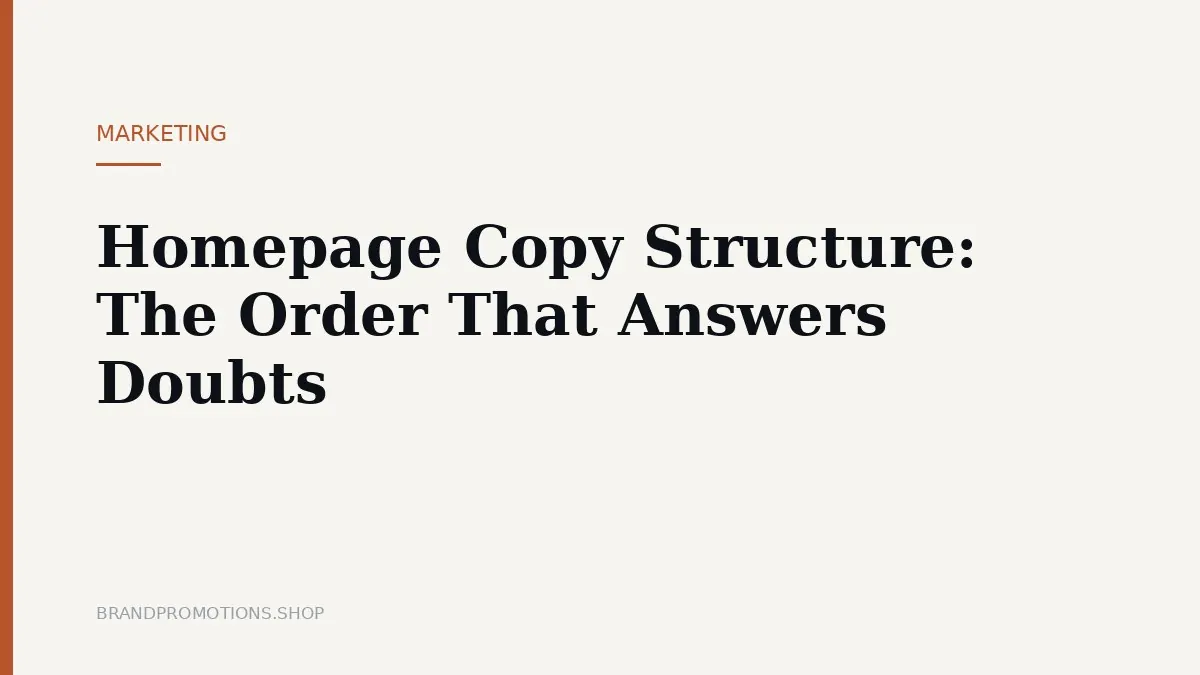 Homepage Copy Structure: The Order That Answers Doubts