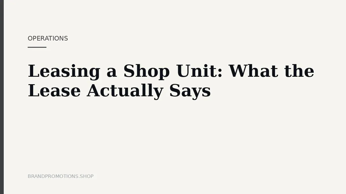 Leasing a Shop Unit: What the Lease Actually Says