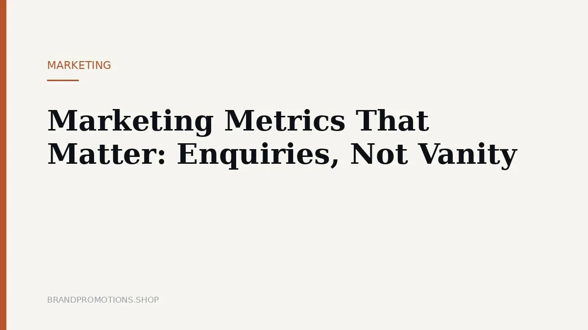Marketing Metrics That Matter: Enquiries, Not Vanity