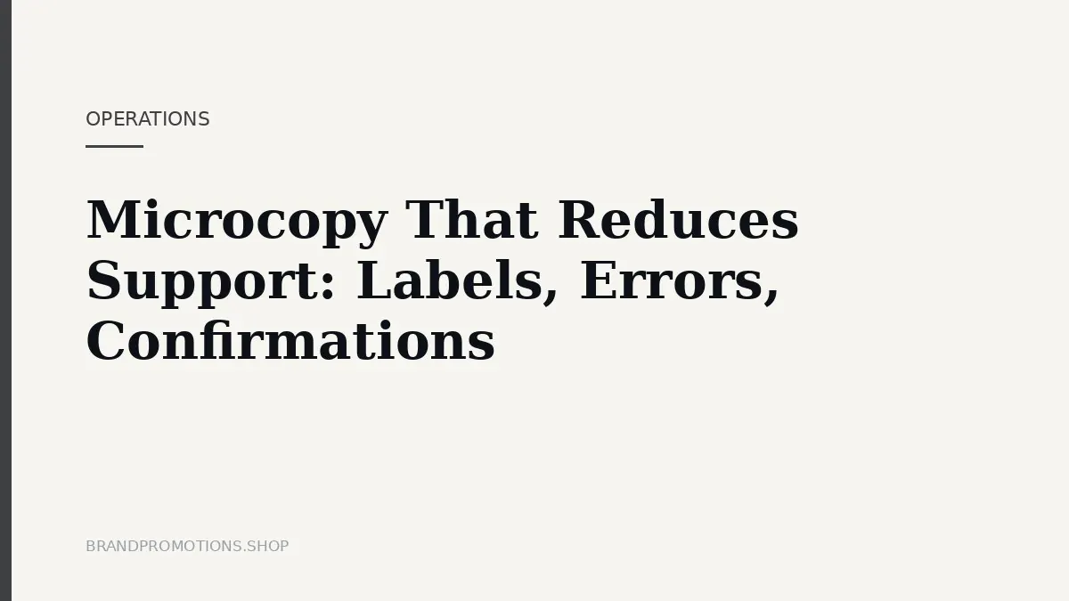 Microcopy That Reduces Support: Labels, Errors, Confirmations