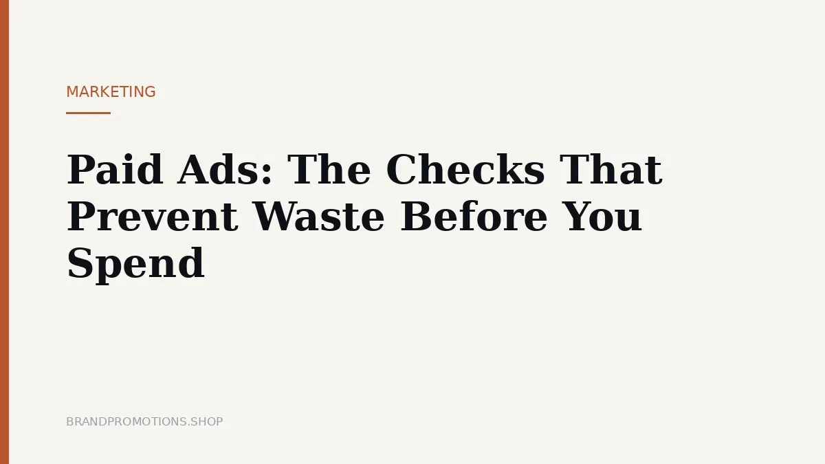 Paid Ads: The Checks That Prevent Waste Before You Spend