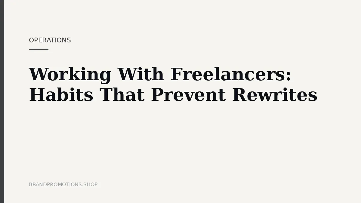 Working With Freelancers: Habits That Prevent Rewrites