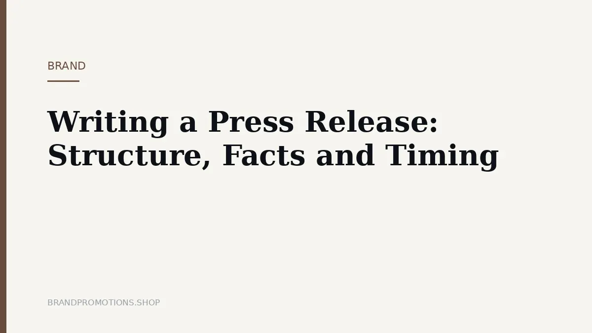Writing a Press Release: Structure, Facts and Timing