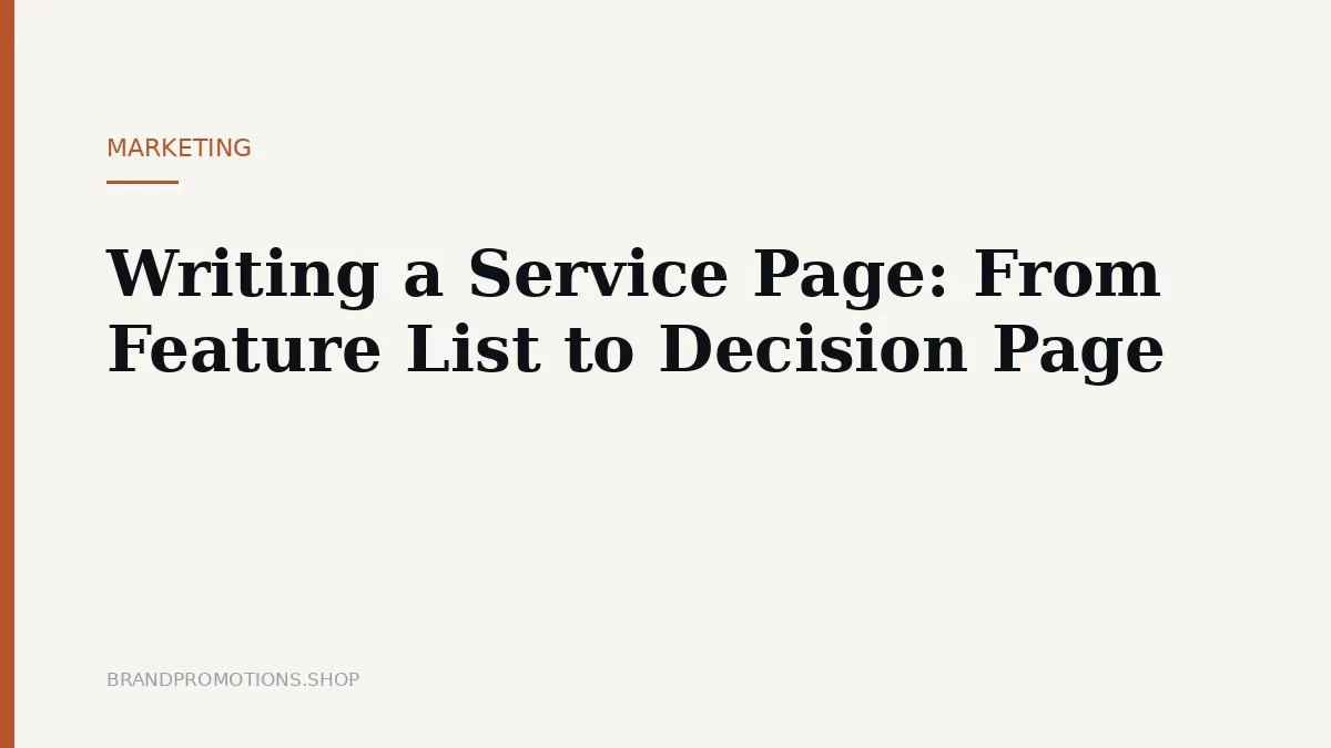Writing a Service Page: From Feature List to Decision Page